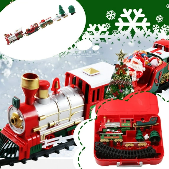 Toy Train Set, Christmas Train Set with Tracks, Battery Operated Locomotive, Holiday Railway System, ABS Plastic Construction, Light & Sound Effects, Gift for Kids Ages 3+, Educational STEM Toys