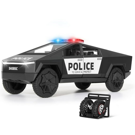 Toy Trucks Police Car Toy for 3+ Year Old Boys 1:32 Police Pickup Truck Toys with Lights and Siren Sounds Diecast Metal Toy Car Model Birthday for Kids Age 3-12