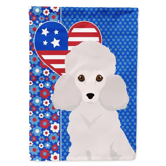 Toy White Poodle USA American Flag Garden Size