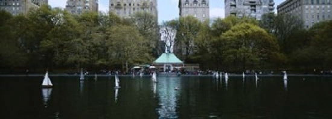 Toy boats floating on water Central Park Manhattan New York City New York State USA Canvas Art - Panoramic Images (18 x 7)