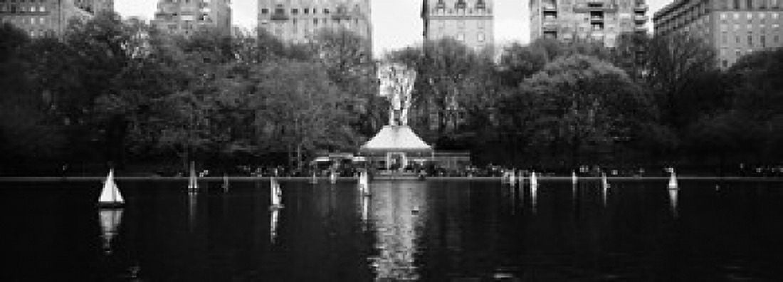 Toy boats floating on water Central Park Manhattan New York City New York State USA Canvas Art - Panoramic Images (36 x 13)