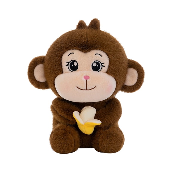 Toy for Kids Adorable Banana Monkey Doll—Cuddly Birthday Soft Machine-Made Toy for Children, 22cm, Brown