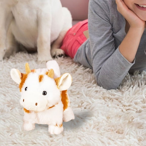 Toy for Kids Interactive Cow Soft with Motion and Sound Farm Animal Toy for Indoor Outdoor Play, 17 cmx18 cm, Brown