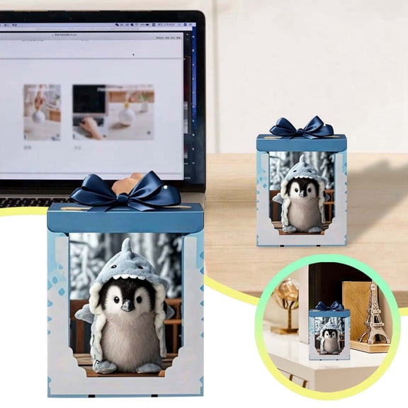 Toy for Kids Interactive Pet Robot Puppy Short Doll Penguin Model with Realistic Movements and Gentle Sound Batteries Not Included, 6.29 inch, Gray