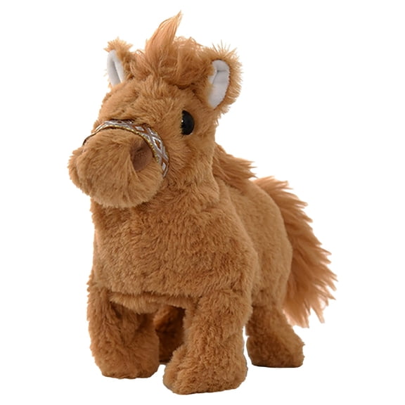 Toy for Kids Interactive Small Horse with Animated Walking Movement Wagging Tail and Realistic Sounds for Companionship, 20X10X17 cm, Coffee
