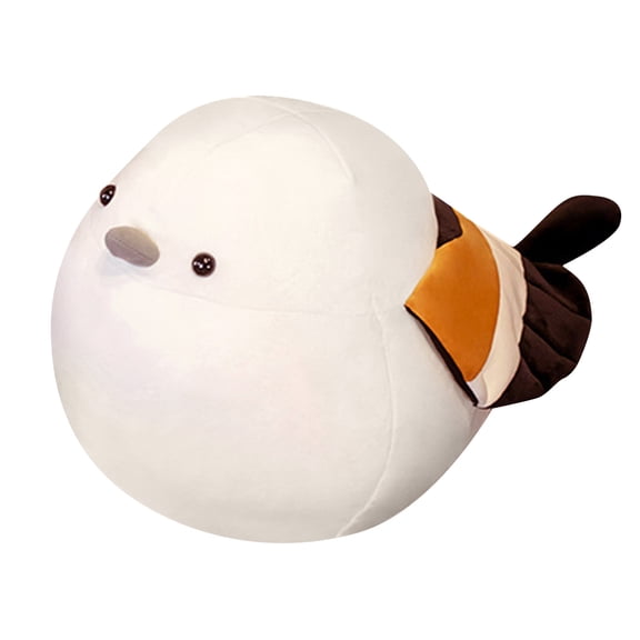 Toy for Kids Round Sparrow Cute Soft Stuffed Animal Lifelike Bird Doll Pillow for Birthday, 19.69 inch, WhiteB