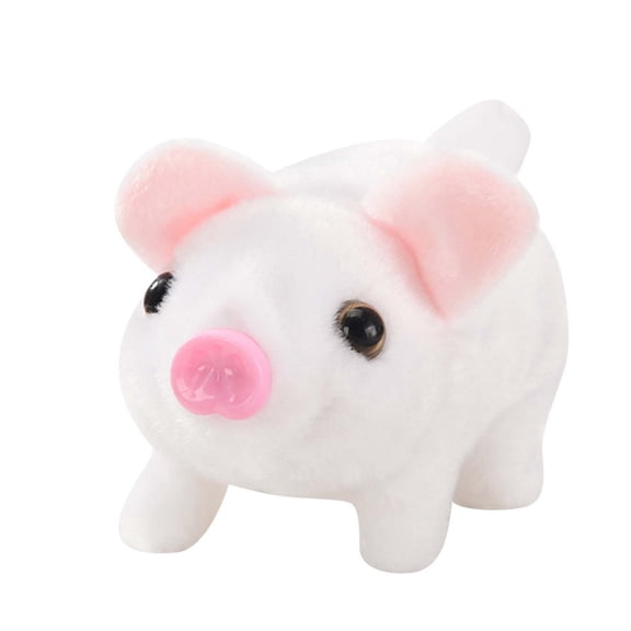Toy forInteractive Pet Walking Talking Tail Wagging Pig Toy with Moving Nose Battery Not Included, 3.54x6.29x3.93 inch, White
