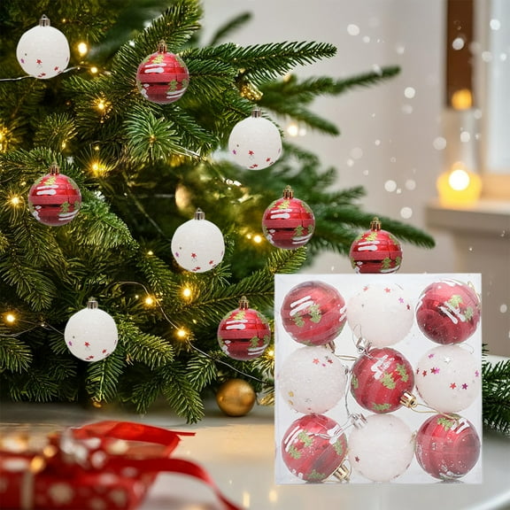 ToyKingdee 2.4 Inches 6 Cm Painted Christmas Ball Decoration Props Hand-painted Plastic Snowflake Ball Holiday Decoration Scene Props