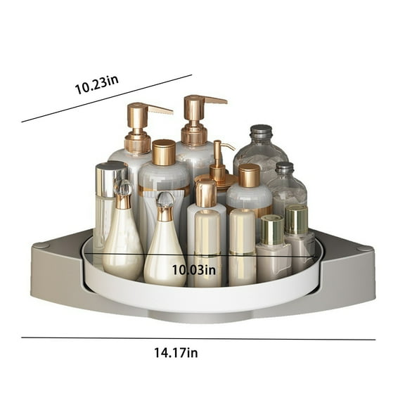 ToyKingdee 360° Rotating Corner Shower Organizer, No-Drilling Bathroom Storage Turntable, Space-Saving Shower Caddy Shelf for Toiletries