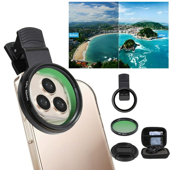 ToyKingdee 52MM CPL Filter - Clip-on Circular Polarizer Lens Filter, Ultra Slim Multi-Coated, Compatible with iPhone 15 14 13, Samsung, Google Pixel & Other Smart Phones