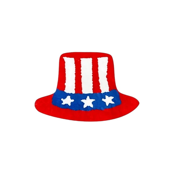 ToyKingdee American Independence Day Uncle Sam Hat Themed Decorative Floor Mat, Versatile Polyester Rug for Home and Patriotic Party Decoration