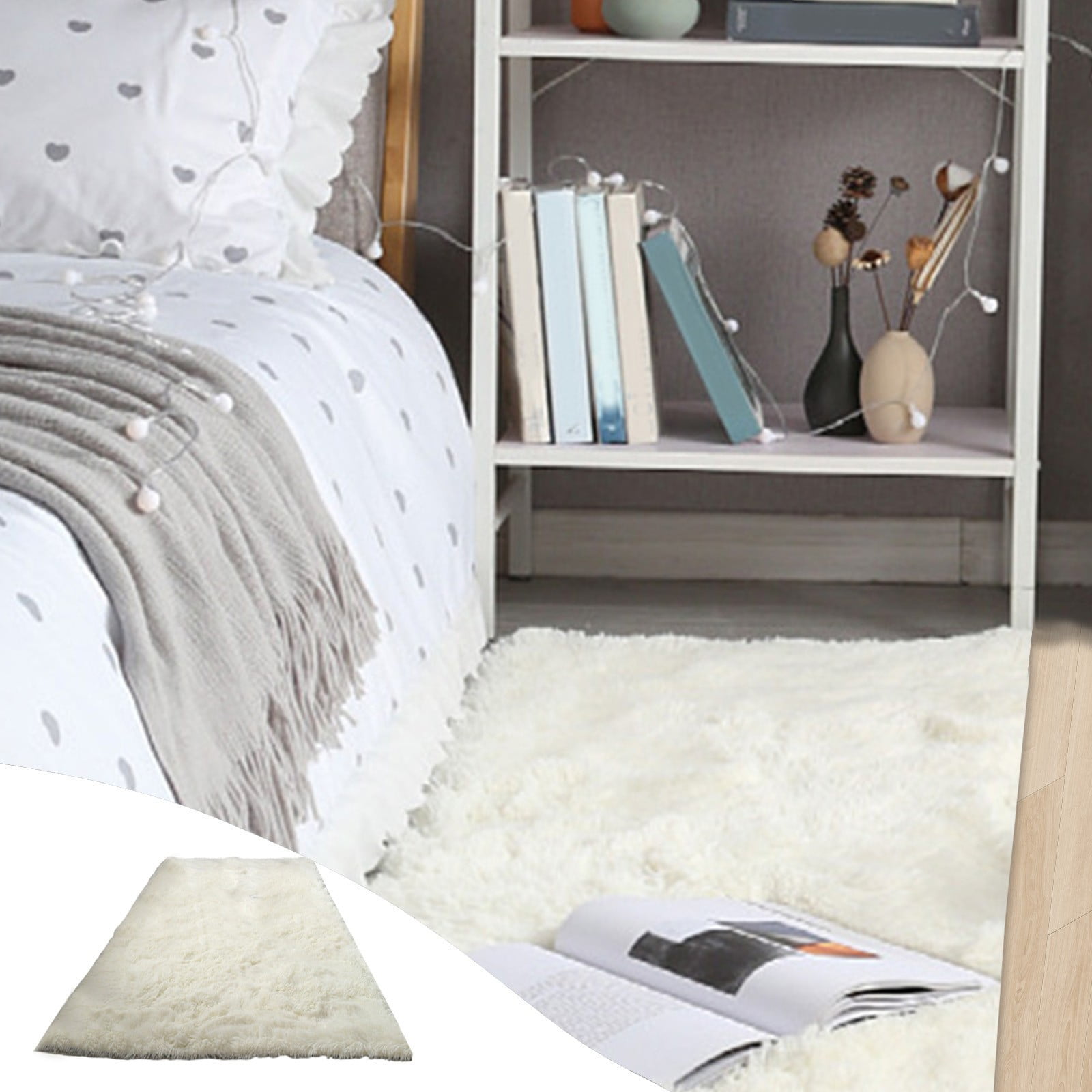 ToyKingdee Fluffy Rug for Bedroom - Ultra Soft & Non Slip Shaggy Area ...