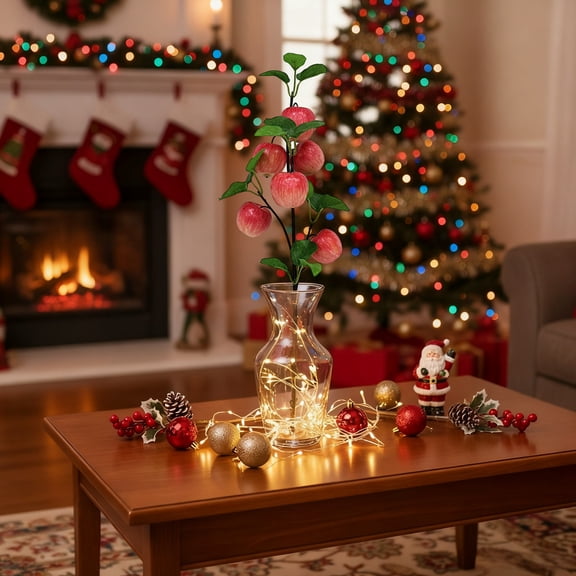 ToyKingdee Artificial Apple Branch, Artificial Plants Indoor, with Lifelike Fruits and Green Leaves, for Home, Party, Photography, and Fall Decor