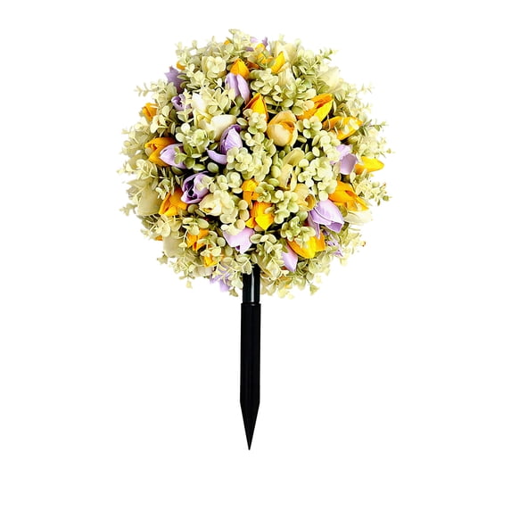 ToyKingdee Artificial Floral Topiary Ball with Stake, Faux Flower Sphere Plant Pick for Garden Yard and Holiday Decoration