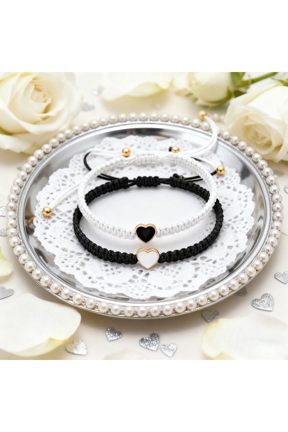 BFF Bracelets for 2-Heart Matching Bracelets Adjustable Strand Best Friends Bracelet Friendship Bracelets Jewelry Gifts for Teen Women Couples