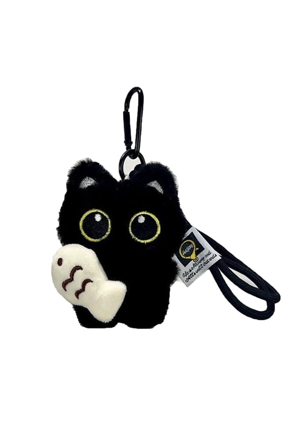ToyKingdee Bag Charm &Plush Keychain,Punk Black Cat Gifts for Handbags,Kawaii Keychain Accessory Bag Charm,Cat Lover Gifts