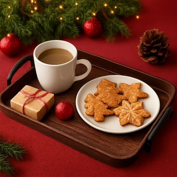 ToyKingdee Bamboo Serving Tray with Handles, Food Tray for Breakfast,Coffee Table,Dinner & Bar, Decorative Tray for Kitchen, Bedroom