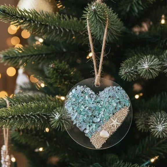 ToyKingdee Beach Christmas Ornament for Tree Acrylic Coastal Christmas Decoration Hanging Ornaments Themed Pendant Gifts for Home Party Favor Holiday