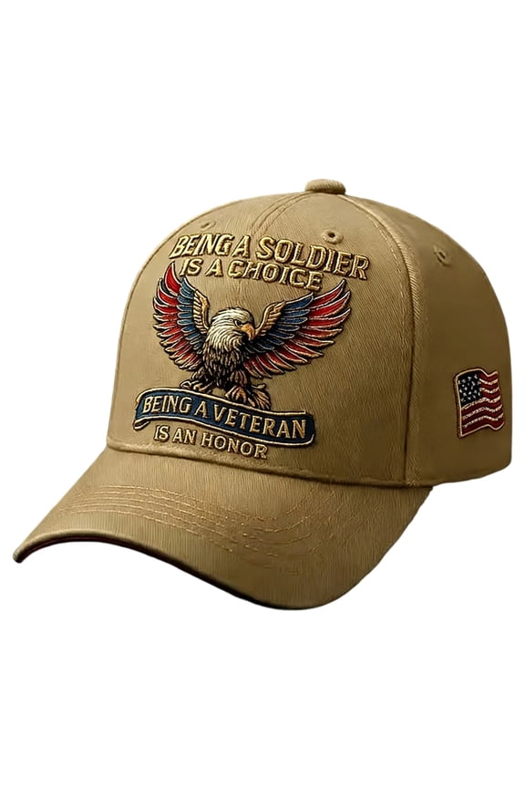Being a Soldier, Being a Veteran Commemorative Cap – Adjustable US Veteran Baseball Hat with Bald Eagle