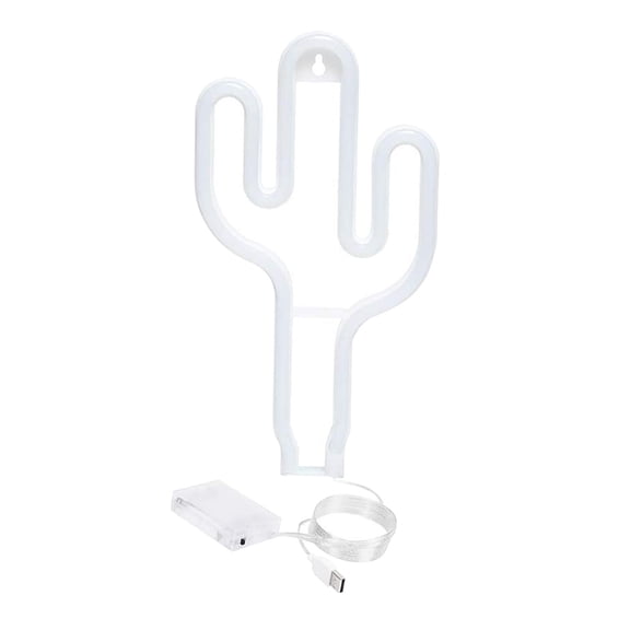 ToyKingdee Cactus Shape LED Neon Light, USB Battery Operated Wall Decor for Home & Party