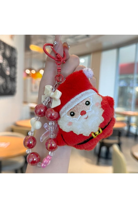 Cartoon Cute Christmas Keychain Plush Santa Claus Christmas Tree Pendant Backpack Hanging Decoration Gift