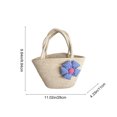 thumbnail image 1 of ToyKingdee Casual Woven Tote Bag with Embroidered Floral Accent, Lightweight Handbag for Daily Use, 1 of 6