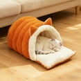 thumbnail image 1 of ToyKingdee Cat Cave Bed | Winter Plush Non-Slip Nest | Semi-Enclosed Kitten Bed Cat Furniture,for Kitten Puppy Pet Sleeping Calming Cold Weather Indoor Home Decor Apartment Living Room, 1 of 6