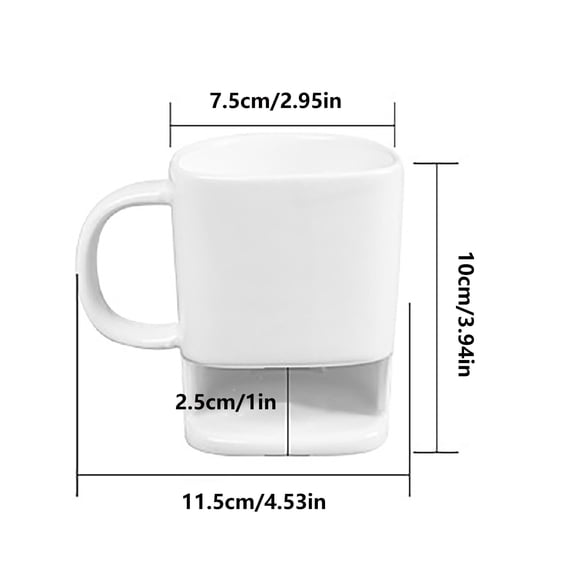 ToyKingdee Ceramic Mug with Integrated Cookie Holder, All-in-One Beverage and Snack Cup for Home and Office