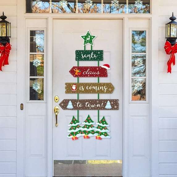 ToyKingdee Christmas Decoration Door Hanging Sign, Holiday Paper Sign for Door Decoration, Christmas Tree Decor and Wall Ornamens for Home Balcony Porch Yard Living Room