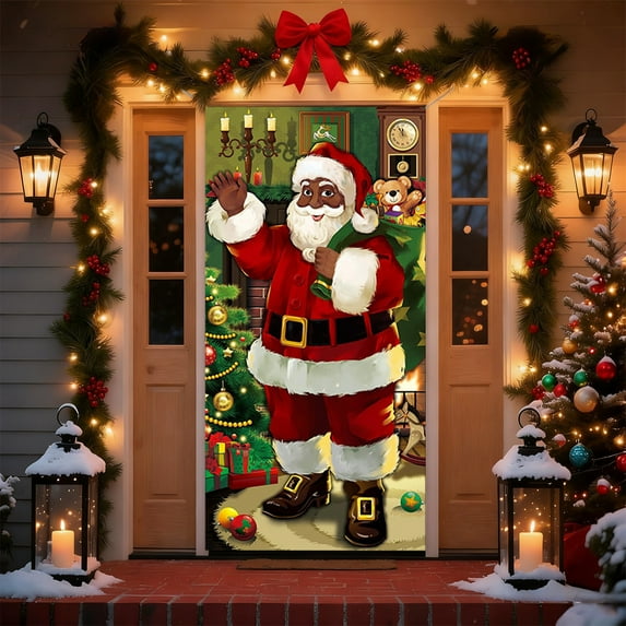 ToyKingdee Christmas Door Cover Decoration Xmas Large Photography Background Banner Porch Sign for Winter Indoor Outside Front Door Banner Farmhouse Party Supplies