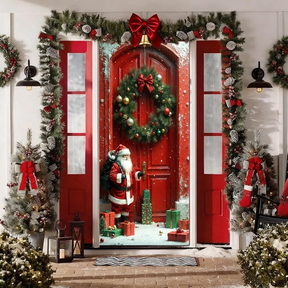 ToyKingdee Christmas Door Cover - Santa Claus Holiday Banner for Party Decoration