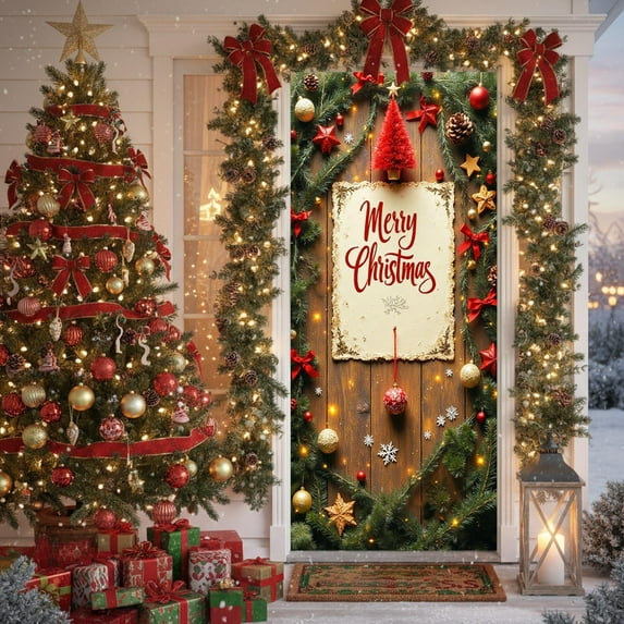 ToyKingdee Christmas Door Cover - Santa Claus Holiday Banner for Party Decoration