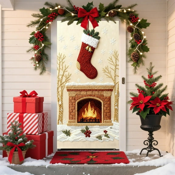 ToyKingdee Christmas Gingerbread Door Cover Window Banner Front Door Porch Sign Village Displays Christmas Indoor Outdoor Decor Holiday Winter House Decoration