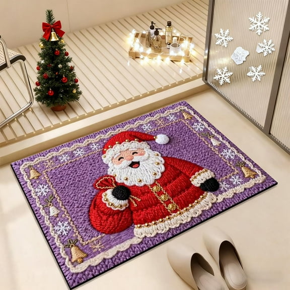 ToyKingdee Christmas Kitchen Rugs Bathroom Rug Non-Slip Red Door Mat Rugs for Entryway Indoor, Small Washable Throw Soft Bath Mat, Holiday Decor Untra-Thin Carpet