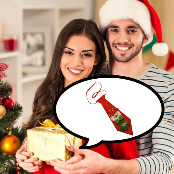 ToyKingdee Christmas Necktie Light Up Zipper Tie Sequin Luminous Necktie Santa Deer Pre-tied for Party Supplies Banquet Festival Party