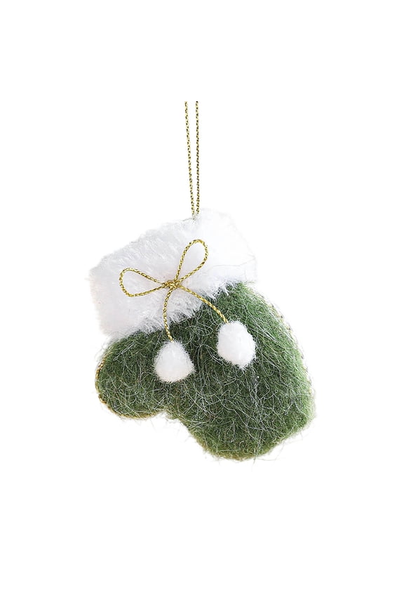 Christmas Plush Felt Boots Gloves Christmas Tree Hanging C Green Gloves