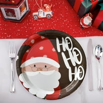 ToyKingdee Christmas Printed Disposable Dinner Plate, Santa Claus Elk Tableware, Holiday Decoration Paper Plate Pack Of 10