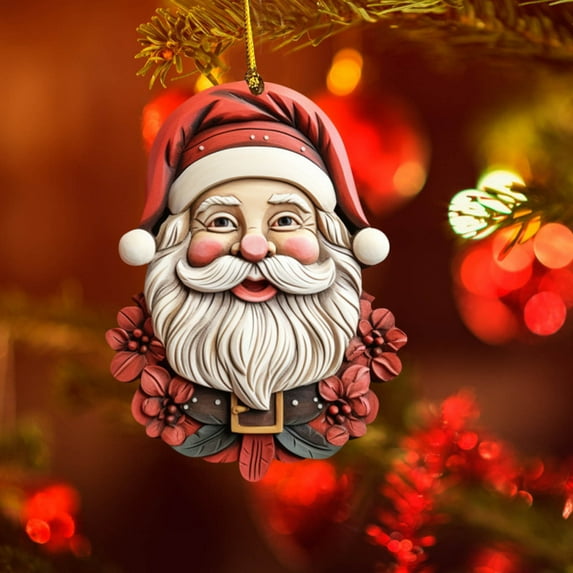 ToyKingdee Christmas Smiling Santa Resin Pendant for Christmas Tree Decoration Hanging Ornaments for Home Decor Holiday Party