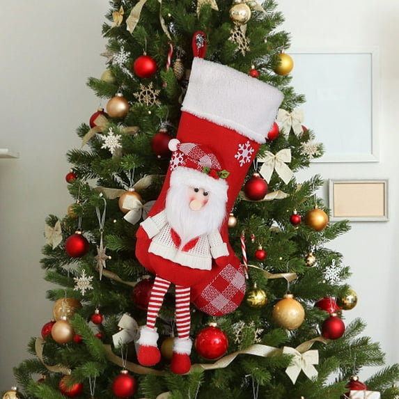 ToyKingdee Christmas Stocking Classic Large Stockings, Christmas Stockings with Personalized Name Tag for Family Holiday Xmas Party Decorations