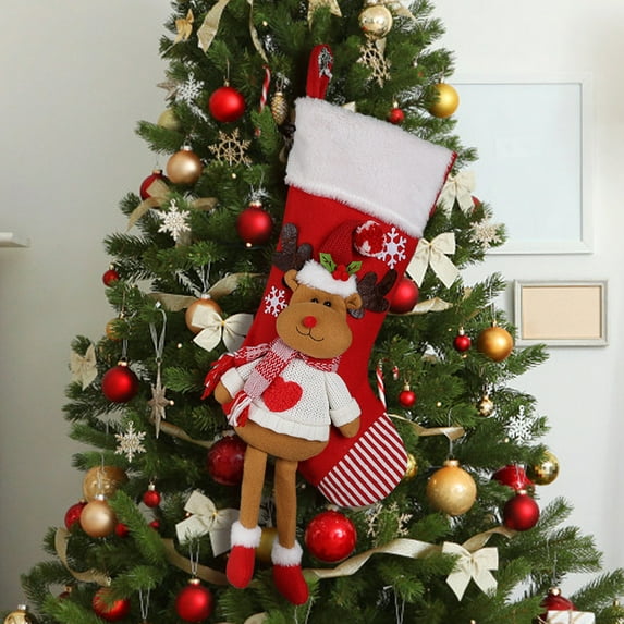 ToyKingdee Christmas Stocking Classic Large Stockings, Christmas Stockings with Personalized Name Tag for Family Holiday Xmas Party Decorations