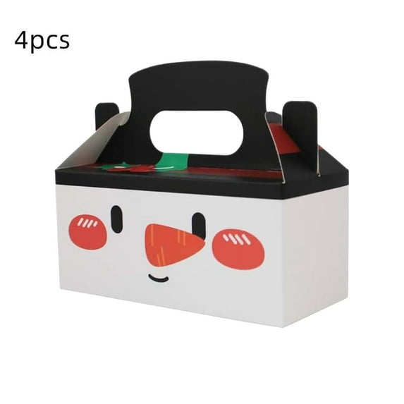 ToyKingdee Christmas Treat Boxes, Plaid Santa Elf Snowman Elk Gingerbread Xmas Cardboard Present Candy Cookie Boxes with Handles, Holiday Party Favor Supplies