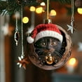 thumbnail image 1 of ToyKingdee Christmas Tree Ornaments, A Kitten in The Tree Hole 2D Acrylic Hanging Ornament, Cats with Santa Hat Cute Pet Lover Christmas Decorations Gifts, 1 of 5