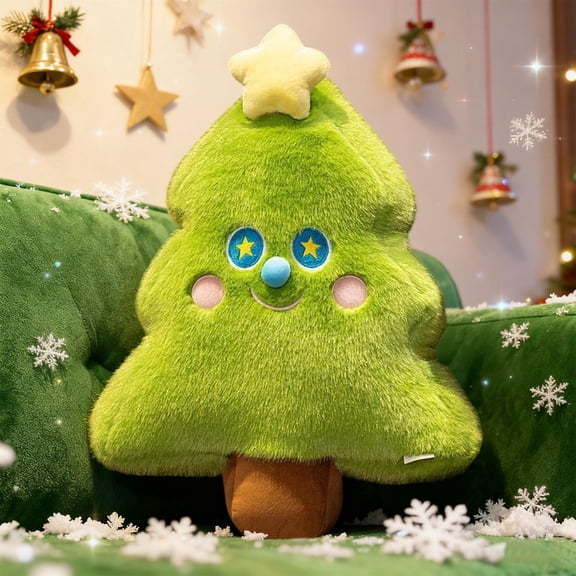 ToyKingdee Christmas Tree Pillow,Soft Tree Shape Throw Pillow with Smile Face for Christmas Decor Home Decor