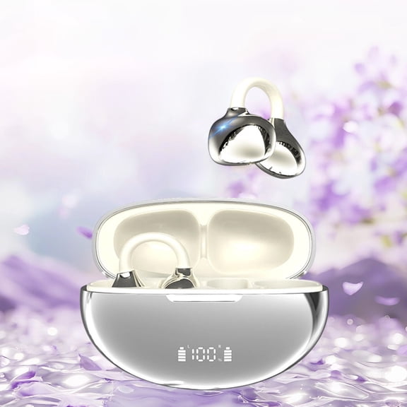 ToyKingdee Clip on Earbuds with Wireless Bluetooth Earphones and Microphone,Ear Clip，Earclip, Noise Reduction, Waterproof, Sports Earbuds, Suitable for Small Ear and Glasses wearers