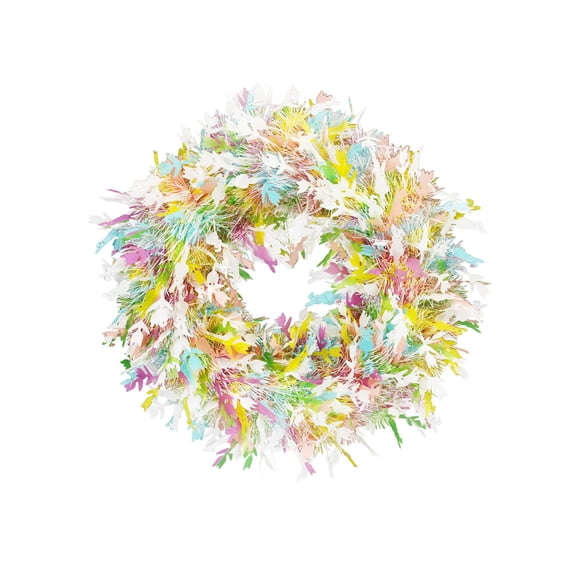 ToyKingdee Colorful Tapestry Easter Wreath, Spring Floral Door Hanging Decoration for Holiday Party