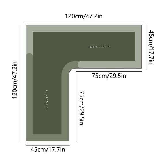 ToyKingdee Corner Sink Kitchen Mat, L Shaped Rug for Kitchen, Super Absorbent Kitchen Floor Mats, Anti-Slip Printing Corner Mat