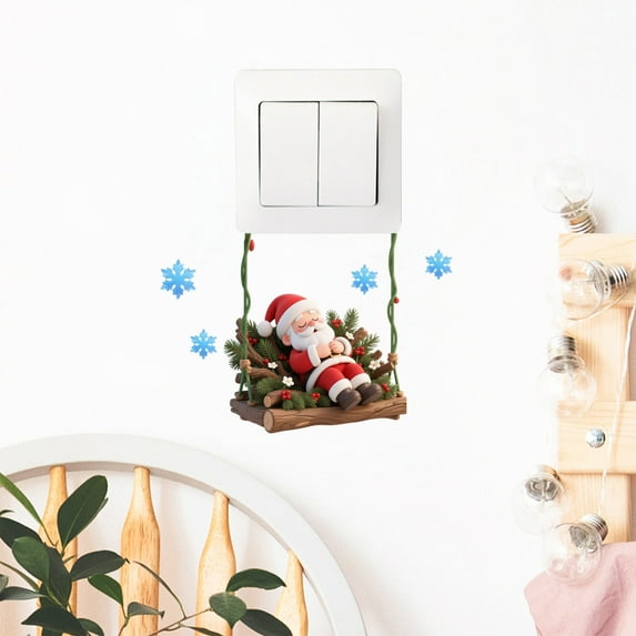 ToyKingdee Creative Christmas Cartoons Santa Claus Sticked with Decorative Paper on Snowflakes Wall