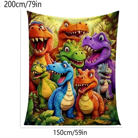 ToyKingdee Cute Dinosaurs Print Fleece Sherpa Blanket Microfiber Colorful Fat Dinosaurs Throw Blanket