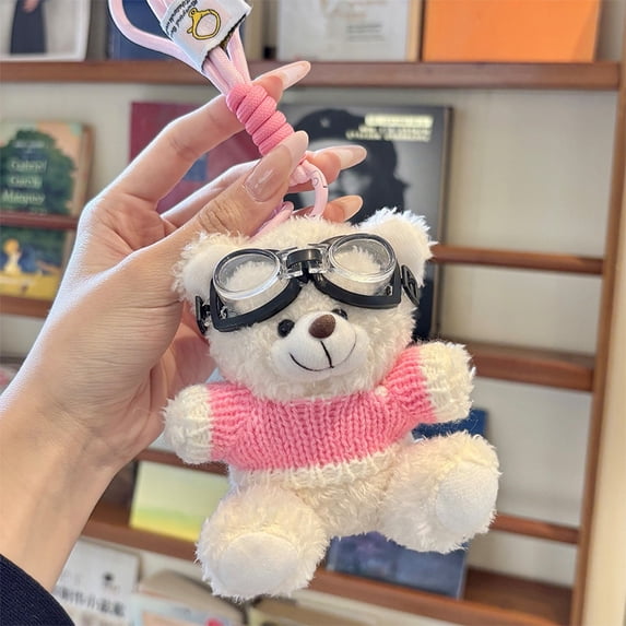 ToyKingdee Cute Plush Blush Bear Keychain - Plush Animal Jewelry, Soft Design, Perfect Accessory for Bag Keys