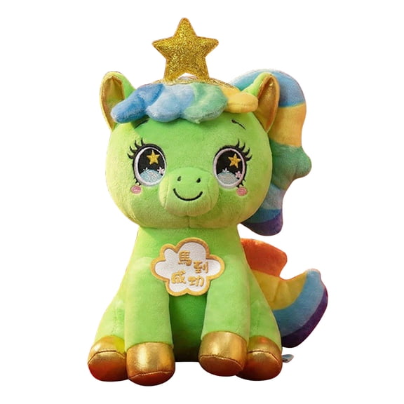 ToyKingdee Cute Unicorn Plush Toy with Rainbow Mane and Fortune Message, Soft Stuffed Animal for Kids, Festive Gift and Home Decor